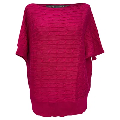 Ralph Lauren Boat Neck Cable-knit Sweater Top In Pink Cotton In Red