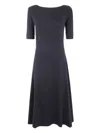 Ralph Lauren Munzie Elbow Sleeve Day Dress In Black