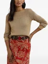 Ralph Lauren Cotton-blend Boatneck Sweater In Brown