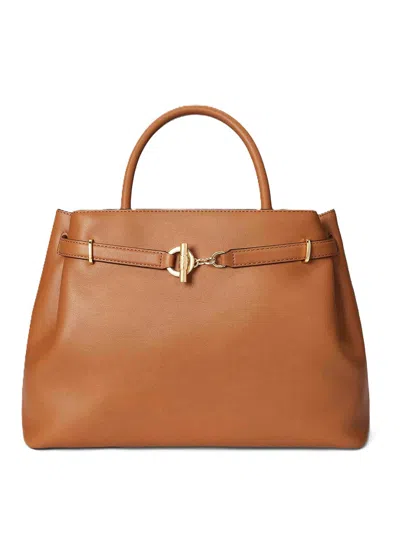 Ralph Lauren Large Blaike Leather Tote Bag In Brown