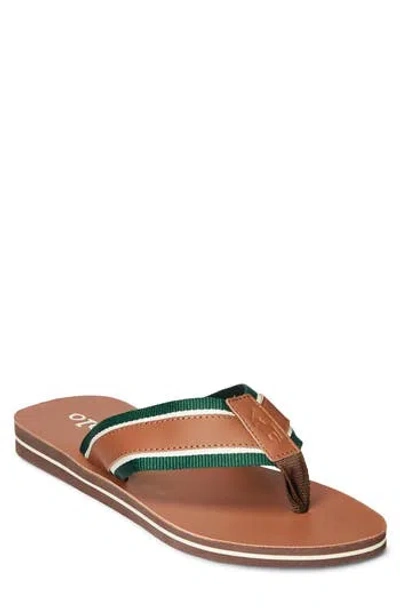 Ralph Lauren Bolt Flip Flop In Brown