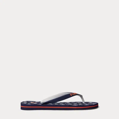 Ralph Lauren Bolt Palm-tree-print Flip-flop In Blue