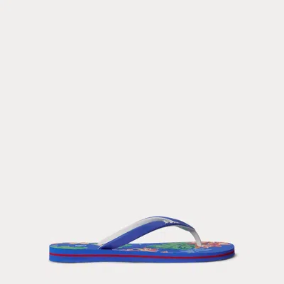 Ralph Lauren Bolt Tropical-print Flip-flop In Blue