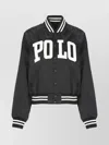 Ralph Lauren Bomber Jacket With V Neckline And Ribbed Trims In Black