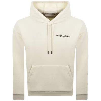 Ralph Lauren Borg Fleece Hoodie Cream In White