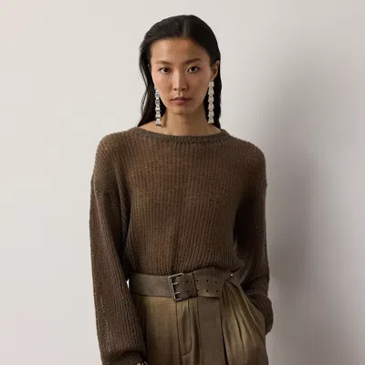 Ralph Lauren Bouclé Cashmere-blend Boatneck Sweater In Portobello In Brown