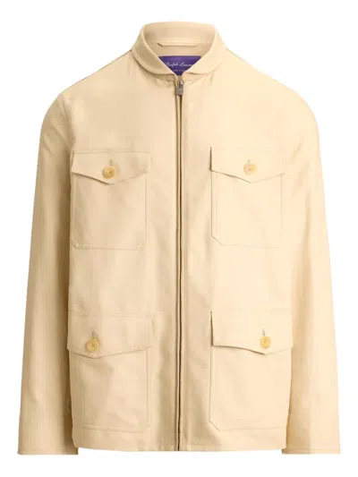 Ralph Lauren Boulton Buttoned Sateen Jacket In Neutral