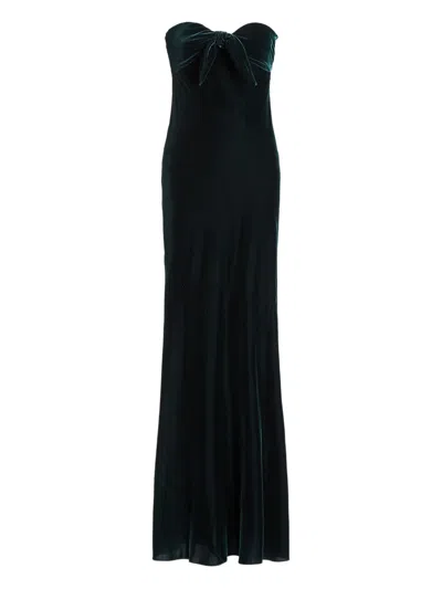 Ralph Lauren Bow-detail Strapless Maxi Dress In Green