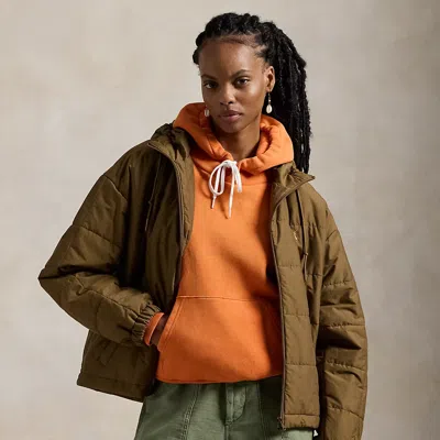 Polo Ralph Lauren Box-quilted Hooded Jacket In Nature Brown