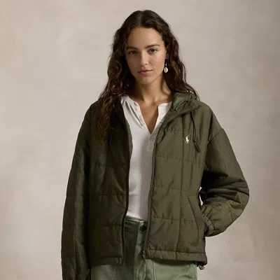 Polo Ralph Lauren Box-quilted Hooded Jacket In Ranger Green