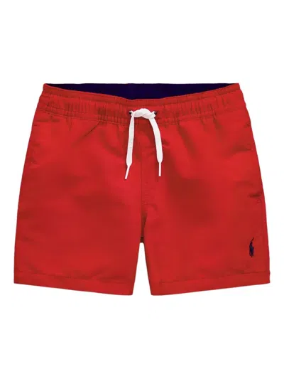Ralph Lauren Kids' Traveler Swim Trunks In Red