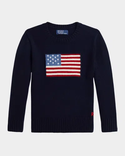 RALPH LAUREN BOY'S AMERICAN FLAG CASHMERE SWEATER