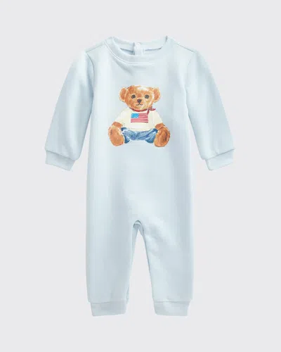 Ralph Lauren Kids' Boy's American Polo Bear Coverall, Sizes Newborn-12m In Blue