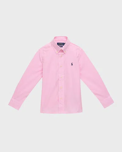 Polo Ralph Lauren Kids' Boy's Broadcloth Button Down Shirt In Pink Multi