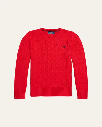 Ralph Lauren Kids' Boy's Cable-knit Cotton Sweater In Red