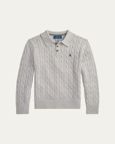 Ralph Lauren Kids' Boy's Cable-knit Cotton Sweater In Neutral