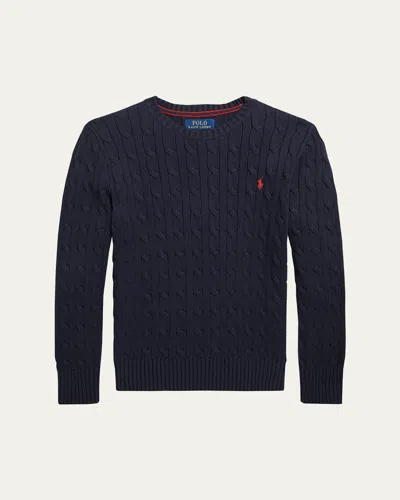 Ralph Lauren Kids' Boy's Cable Knit Sweater In Blue
