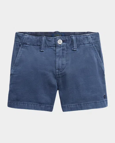 Ralph Lauren Kids' Boy's Chino Embroidered Shorts In Light Navy