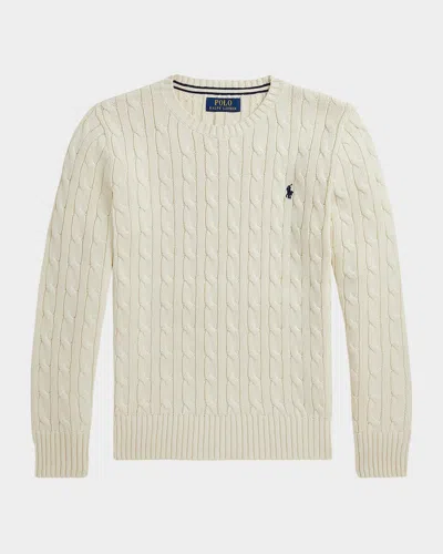 Ralph Lauren Kids' Boy's Combed Cotton Long-sleeve Sweater In White