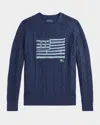Ralph Lauren Boy's Cotton Faded Flag Sweater In Navy