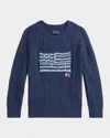 Ralph Lauren Boy's Cotton Faded Flag Sweater In Navy