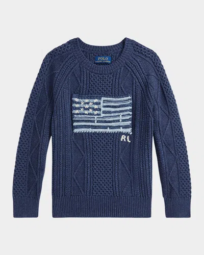 RALPH LAUREN BOY'S COTTON FADED FLAG SWEATER