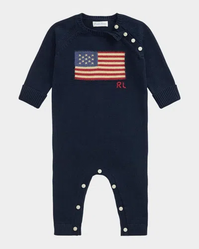 Ralph Lauren Kids' Boy's Cotton Flag One-piece Coverall In Blue