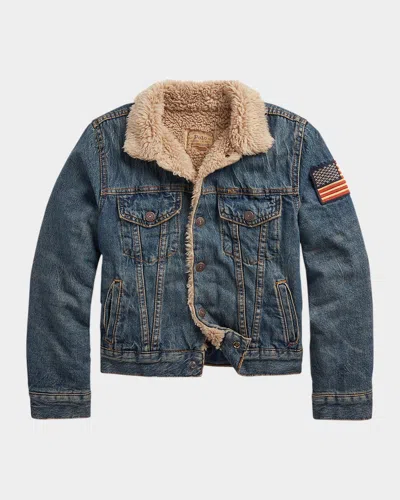 RALPH LAUREN BOY'S DENIM SHERPA OUTERWEAR TRUCKER JACKET