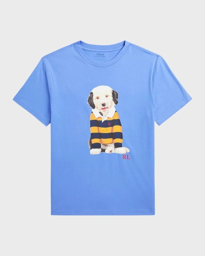 Ralph Lauren Kids' Boy's Dog Printed Short-sleeve Jersey T-shirt In Harbor Island Blu