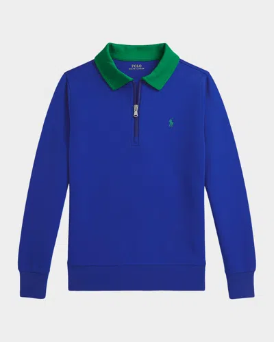 RALPH LAUREN BOY'S DOUBLE-KNIT COLLARED SWEATSHIRT