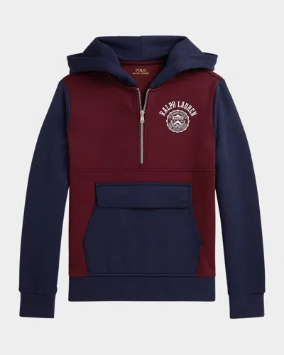 RALPH LAUREN BOY'S DOUBLE TECH KNIT LONG-SLEEVE HOODIE