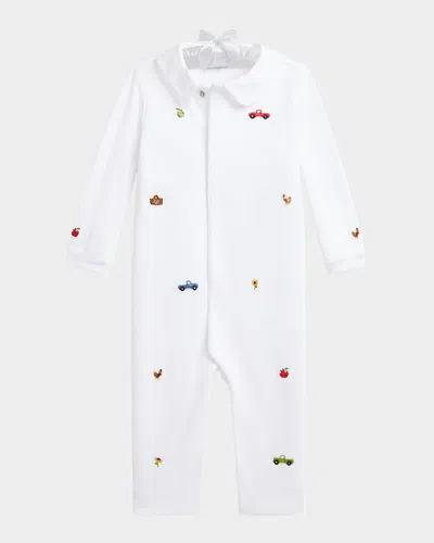 Ralph Lauren Kids' Boy's Embroidered Barnyard Coverall In White