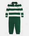 Ralph Lauren Boy's Estate Rib Top & Pants Set In Multi
