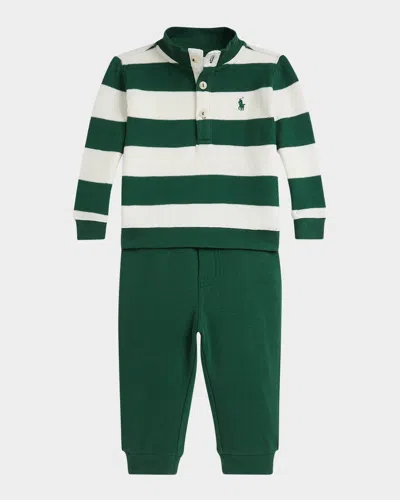 Ralph Lauren Kids' Boy's Estate Rib Top & Pants Set In Multi