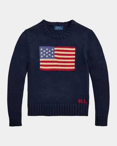RALPH LAUREN BOY'S FLAG INTARSIA KNIT SWEATER