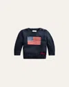 Ralph Lauren Boy's Flag Intarsia Knit Sweater In Blue