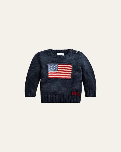 Ralph Lauren Kids' Boy's Flag Intarsia Knit Sweater In Blue