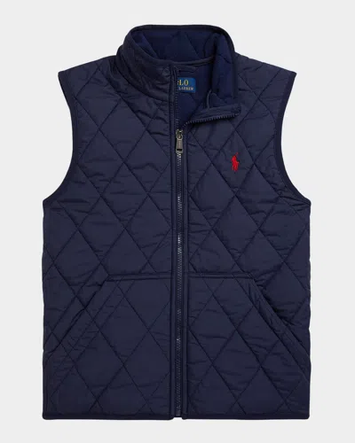 Ralph Lauren Kids' Boy's Henson Water-repellent Quilted Vest In Blue
