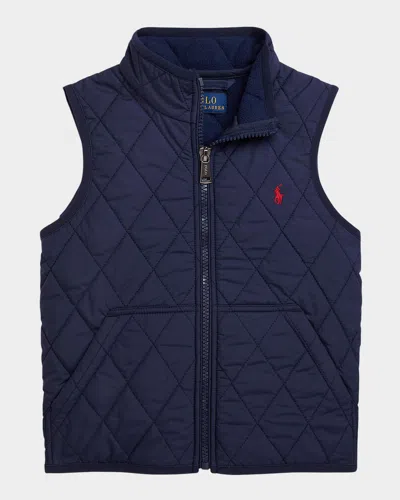 Ralph Lauren Kids' Boy's Henson Water-repellent Quilted Vest In Blue