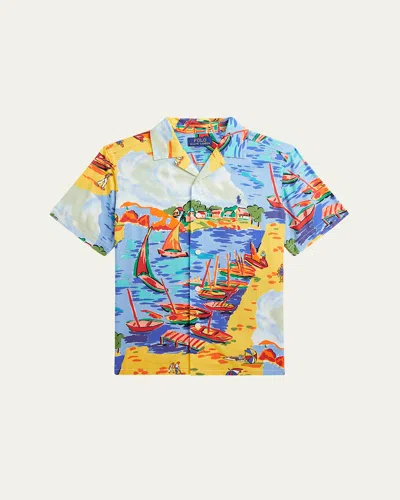 RALPH LAUREN BOY'S ITALIAN RIVIERA-PRINTED BUTTON DOWN SHIRT