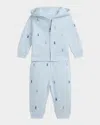Ralph Lauren Boy's Magic Fleece Embroidered Pony Hoodie & Pants In Blue