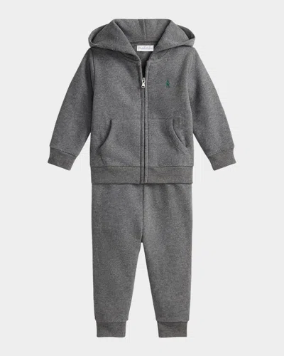 Ralph Lauren Kids' Boy's Magic Fleece Hoodie & Pants Set In Gray
