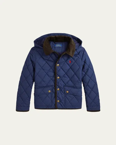 Ralph Lauren Kids' Boy's Matte Quilted Collared Jacket In Blue