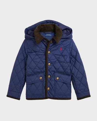 Polo Ralph Lauren Kids' Boy's Matte Quilted Collared Jacket In Newport Navy