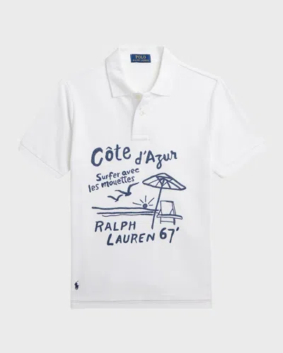 Ralph Lauren Kids' Boy's Mesh Graphic Polo Shirt In Classic Oxford Wh
