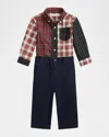 Ralph Lauren Boy's Plaid Fun Shirt & Stretch Chino Pant Set In Multi