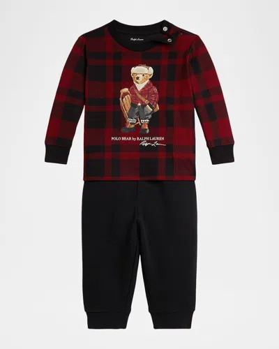 Ralph Lauren Kids' Boy's Polo Bear Jersey T-shirt & Fleece Pants Set In Multi