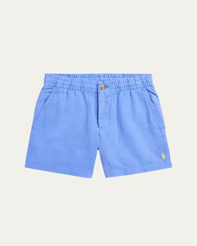 Ralph Lauren Kids' Boy's Pony Embroidered Shorts In Harbor Island Blue