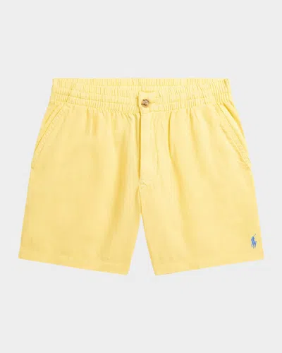 Ralph Lauren Kids' Boy's Pony Embroidered Shorts In Oasis Yellow