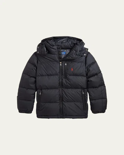 Ralph Lauren Kids' Boy's Recycled Nylon Puffer Bomber Jacket In Black
